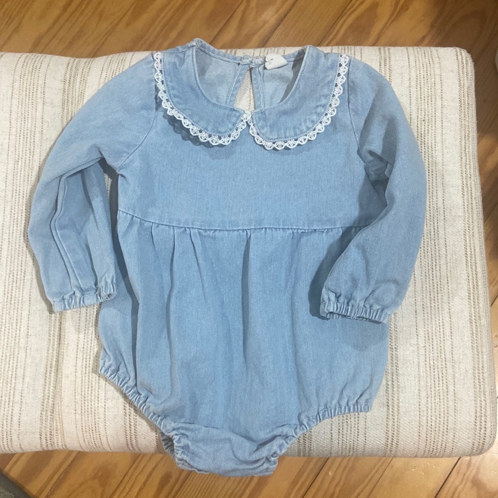 Denim Collared Bubble Onesie